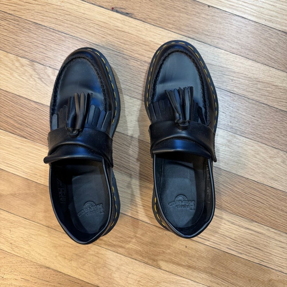 NWOT  Dr Marten Adrian Yellow Stitch Leather Tassel Loafers